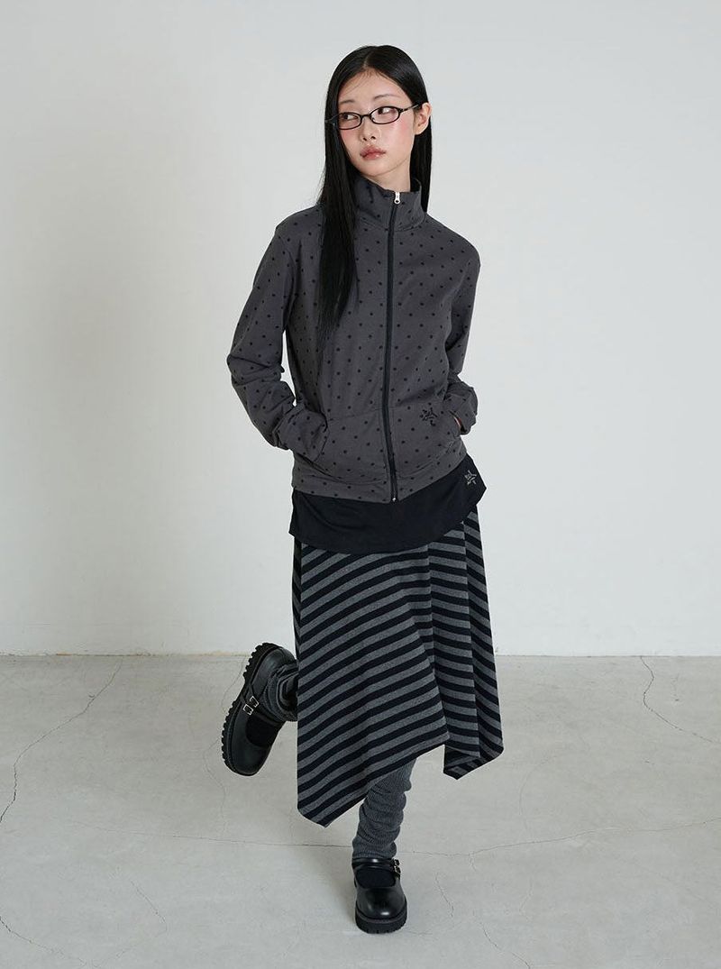 STRIPE SYMBOL UNBALANCED SKIRT