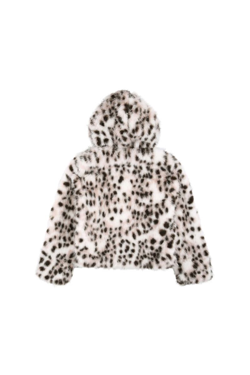 SHAKIRI POMPOM HOOD FUR JACKET (LEOPARD)