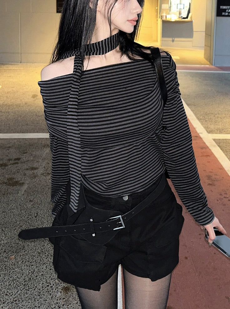 Buckle suede pocket belt