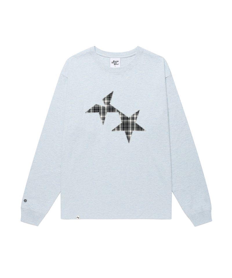cavish（カビシ）の「TWIN STAR CHECK APPLIQUE LS TEE BLUE(CV2GSUT555A)（Tops）」