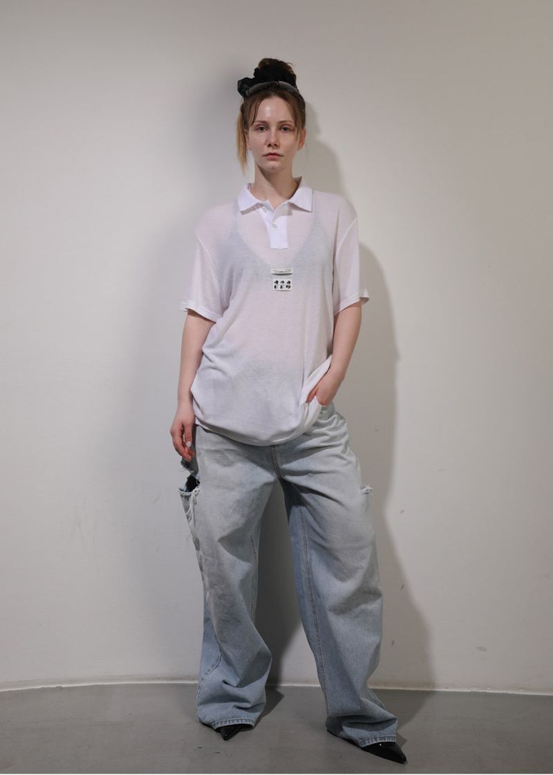 eon'HEY!（オンヘイ）の「 ヘイズ レーベルカラーTシャツ [ホワイト]（トップス）」