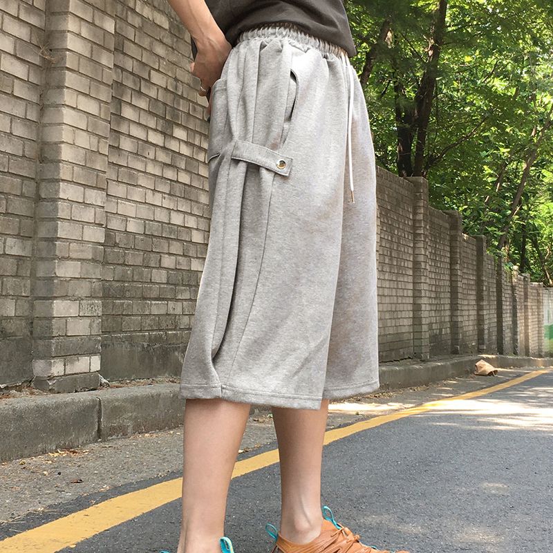 [UNISEX] Cuts Side Snap Capri Bermuda Pants