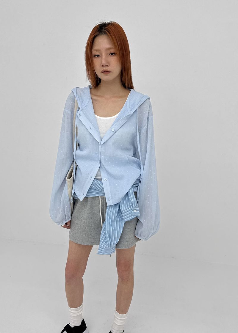 BLACKUP（ブラックアップ）の「[MADE] Yulia Loose-Fit Sheer Hooded Cardigan（Tops）」