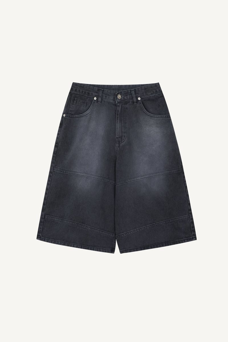 Sand-washed Bermuda denim pants