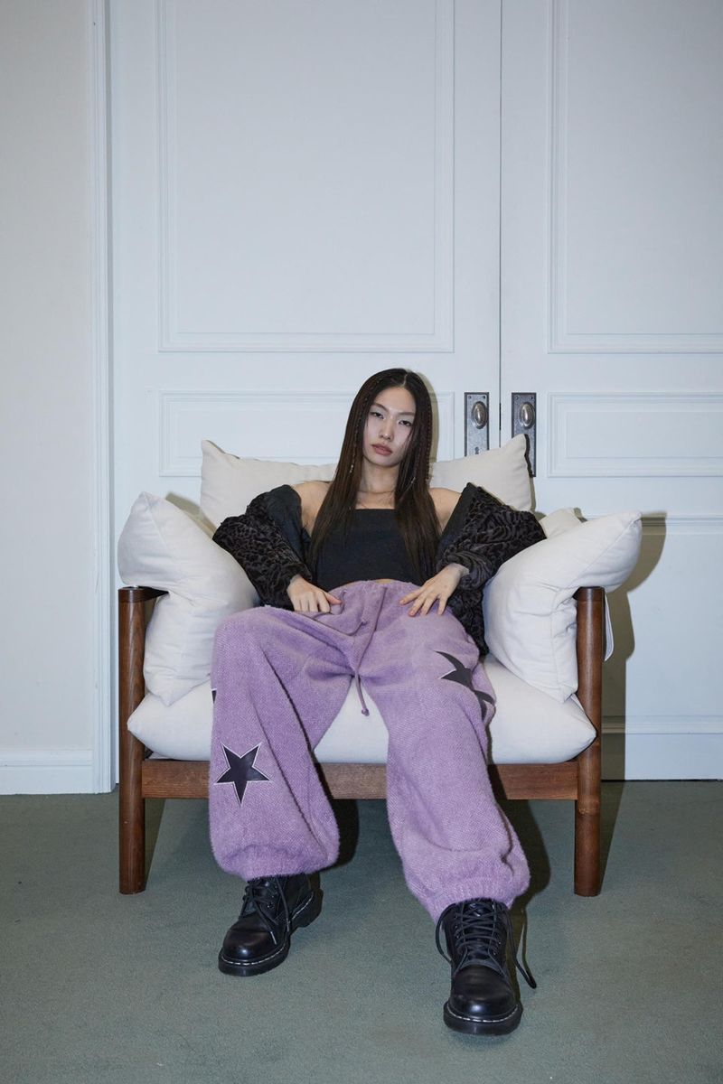 STAR patched pants / grape