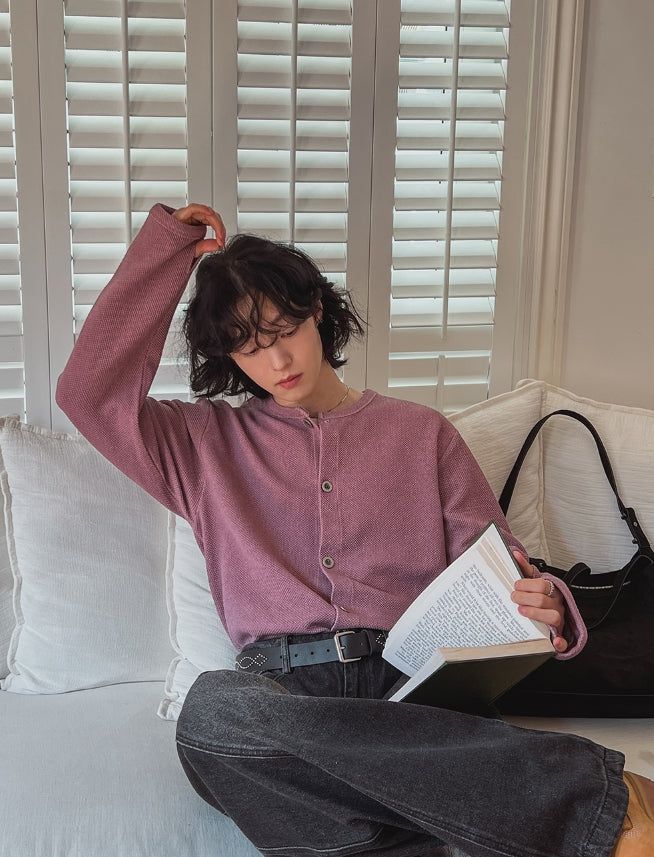 Cinder Pigment Waffle Warmer Cardigan