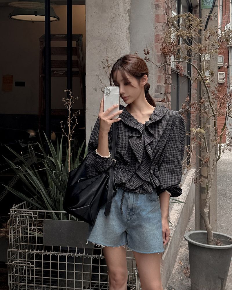 MAYBINS(メイビンス)の「Remu check ruffle blouse(Tops)」