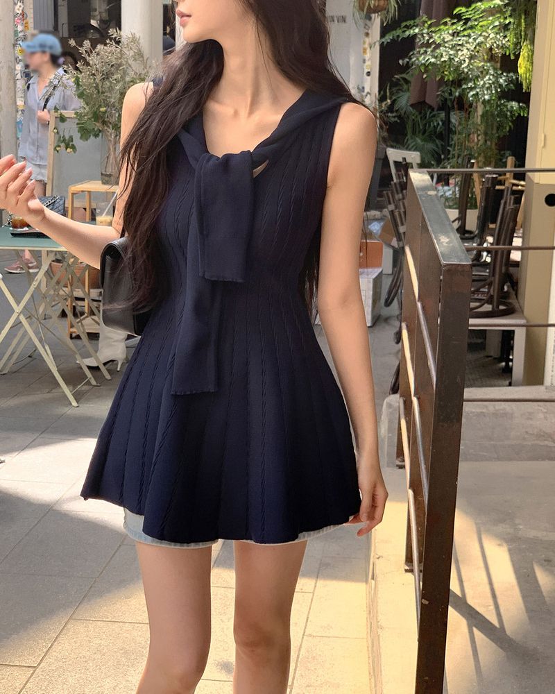 Laik knit shawl mini dress