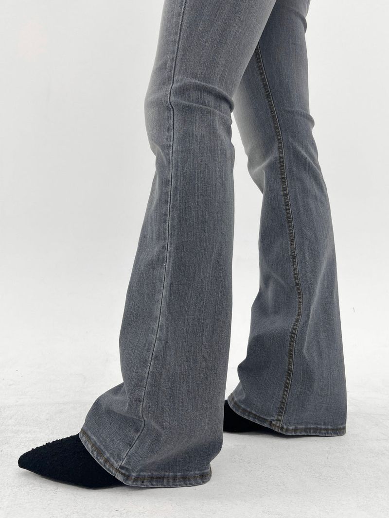 White washing boots-cut denim pants (Light gray)
