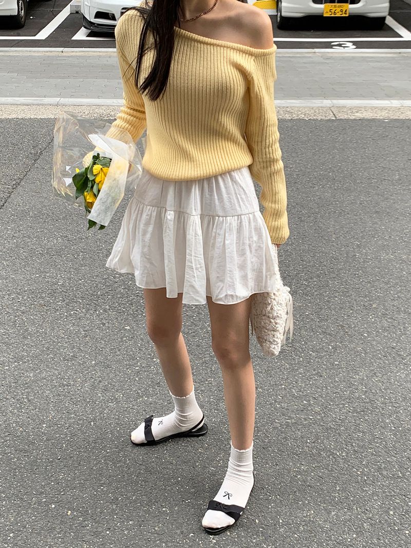 [MADE] STEN GOLZI UNBALANCED OFF-SHOULDER KNIT