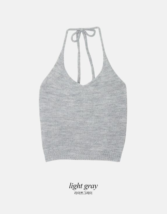 #Halter Neck Wool50 Knit Bustier (4color)