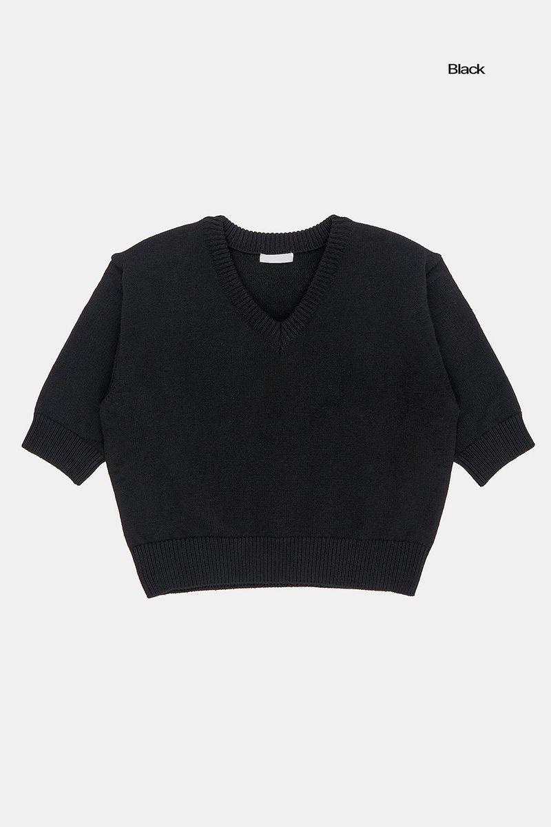 Verso v-neck crop short sleeve knit