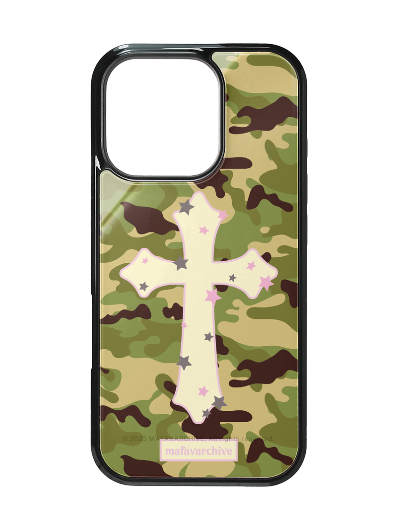 MAFAVARCHIVE(マイフェイブアーカイブ)の「camo cross glass case(Smartphone Accessories)」