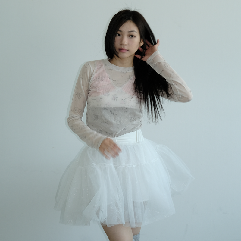KIRIGIRL MESH TOP _CREAM