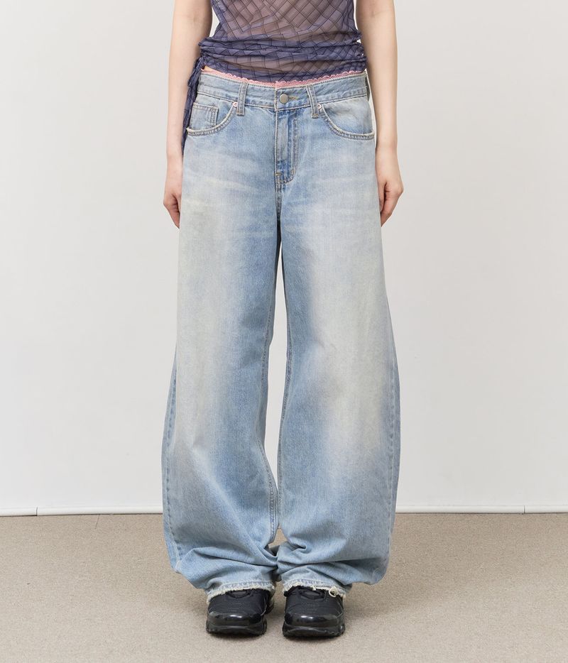 HIFIFNK(ハイファイファンク)の「(W) Lace Sagging Denim(Pants)」