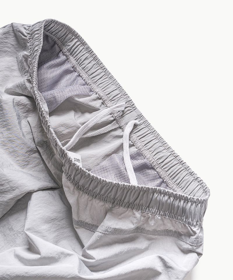 Shirring Nylon Straight Pants - Grey