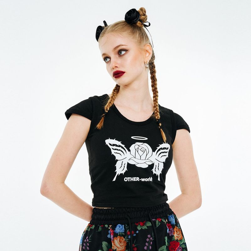 Rose Butterfly T-shirt [Black]