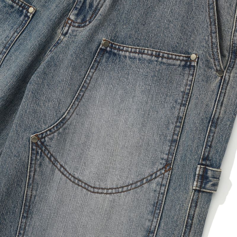 Ptery double knee pants / Washed blue