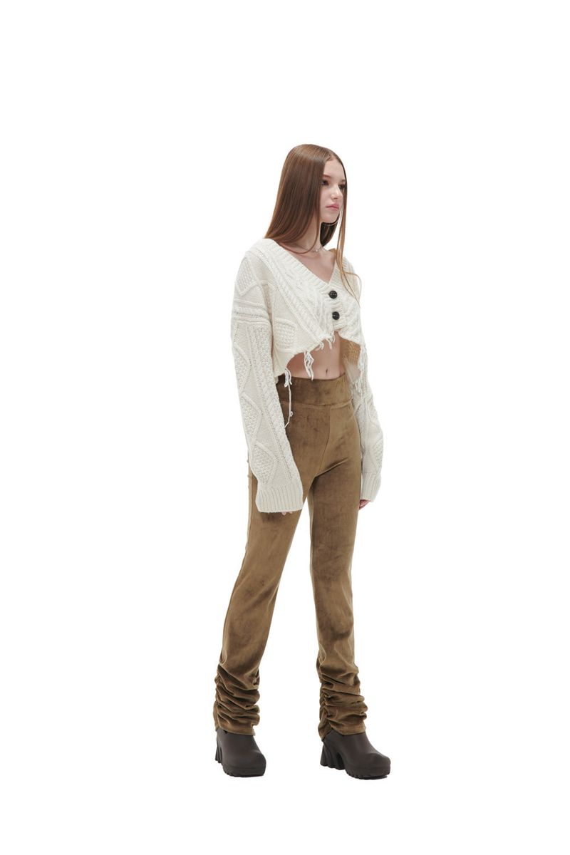 VELVET SHIRRING LEGGINGS