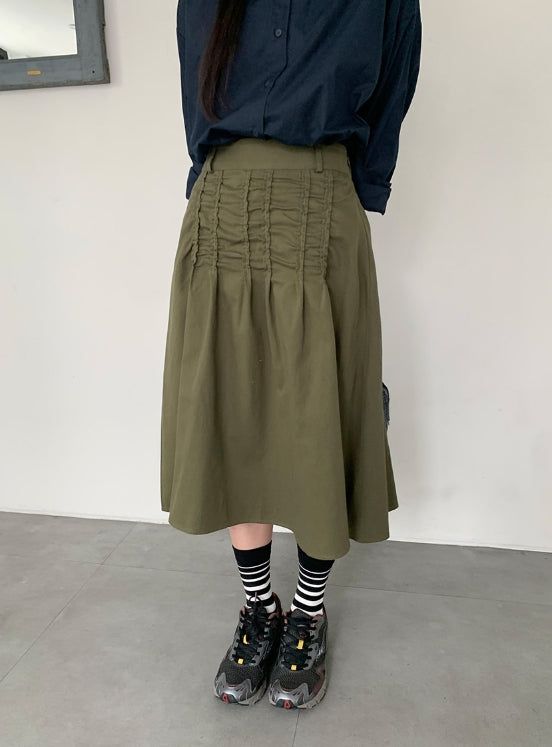 BAON(バオン)の「デキンシャーリングバンディングミディスカート(スカート)」