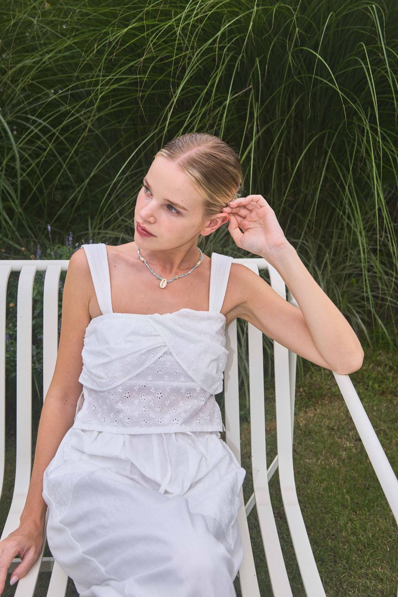 EMBROIDERY COTTON CAMI TOP / WHITE