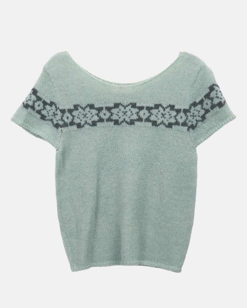 Barun Round-Neck Snowflake Layered Short-Sleeve Knit