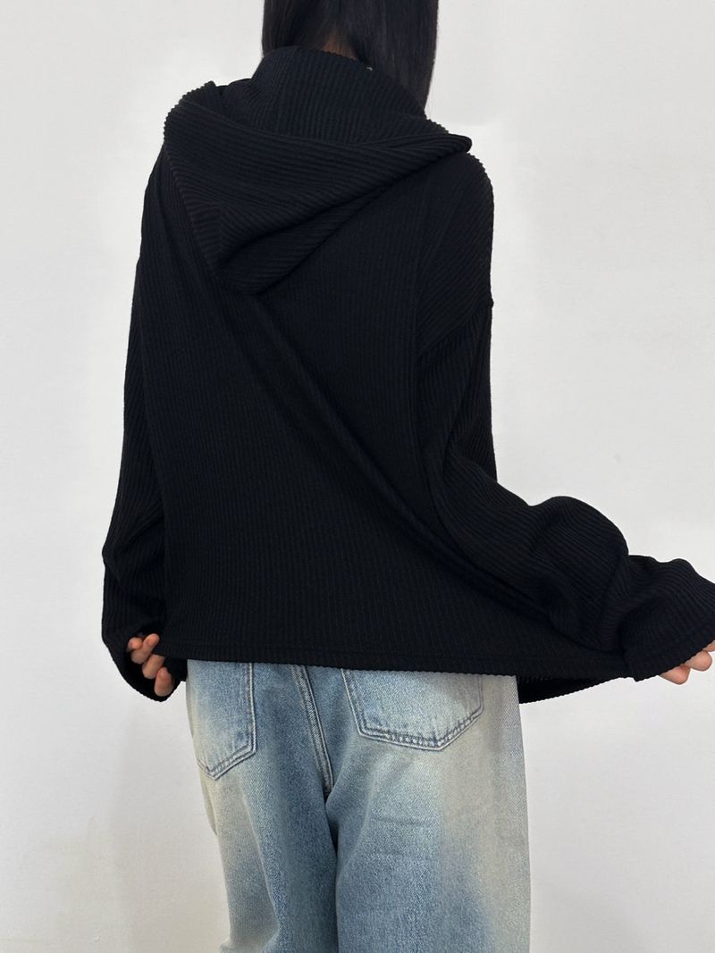 [UNISEX] BASIC OVERSIZED LOOSE BIG HOOD ZIP-UP - 2 COLOR