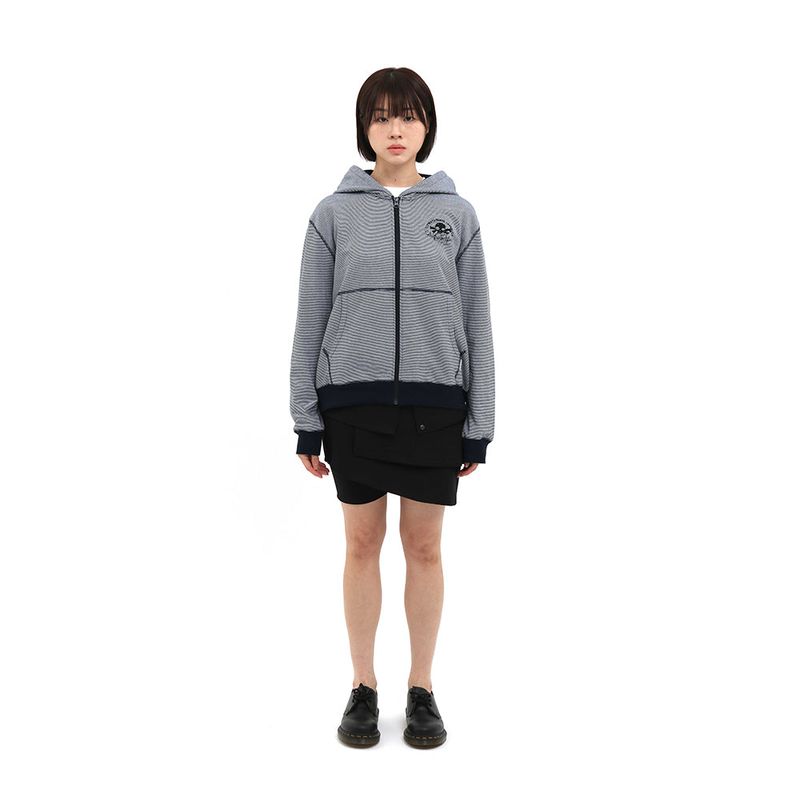 MULTI SKULL STRIPE HOOD ZIP UP (NAVY)