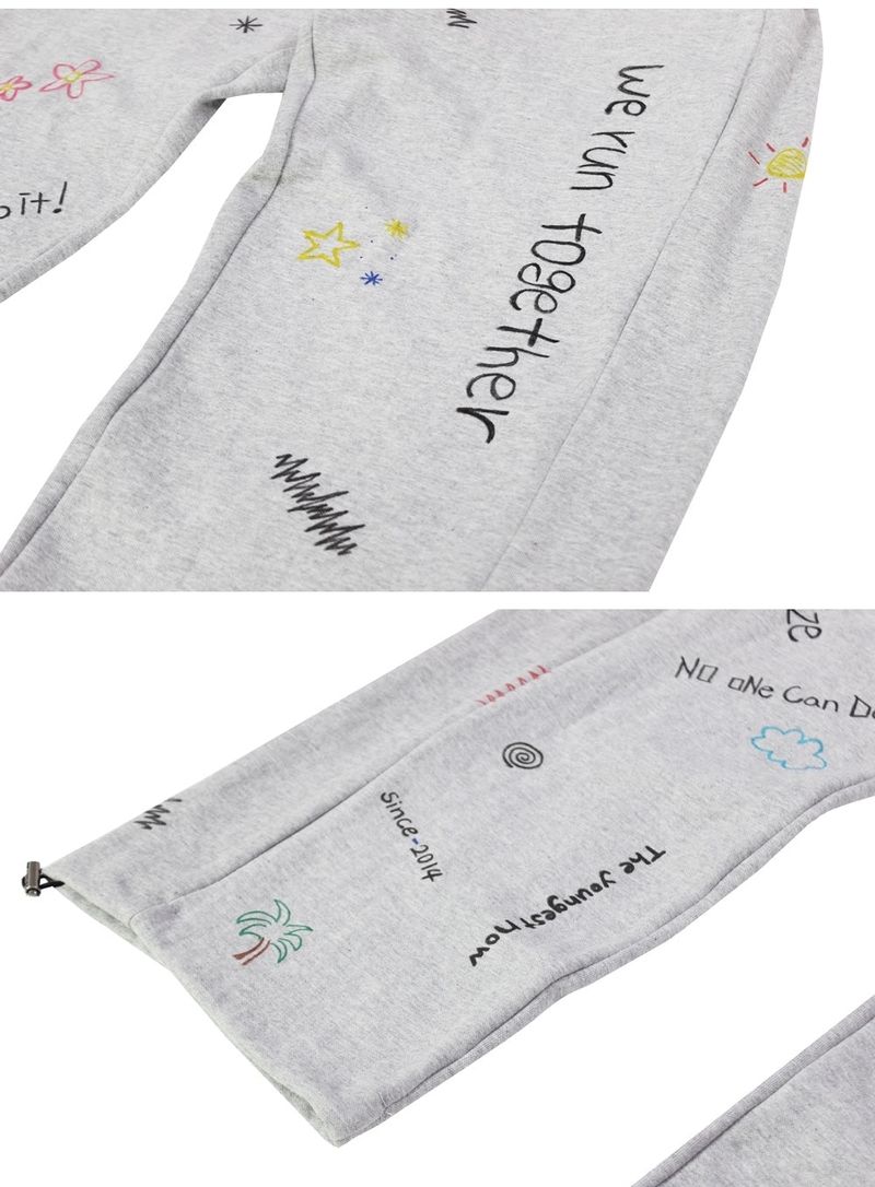 hand drawing side tuck sweat pants (gray)