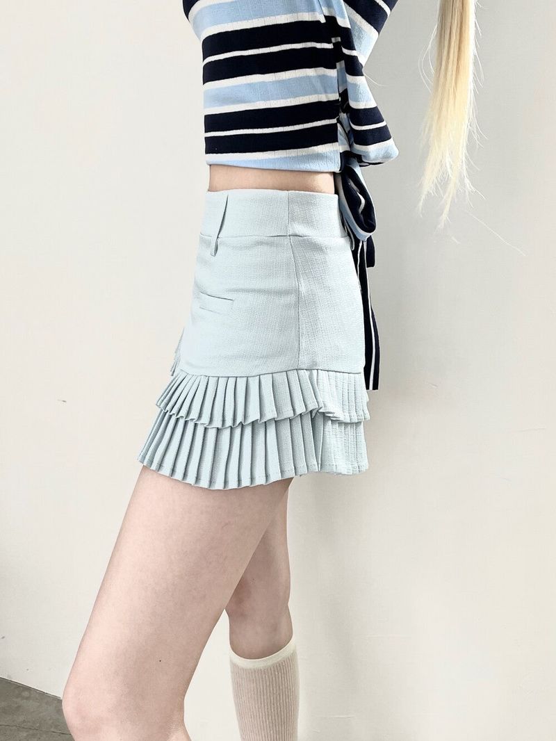1469. Tweed pleats mini sk (3color)