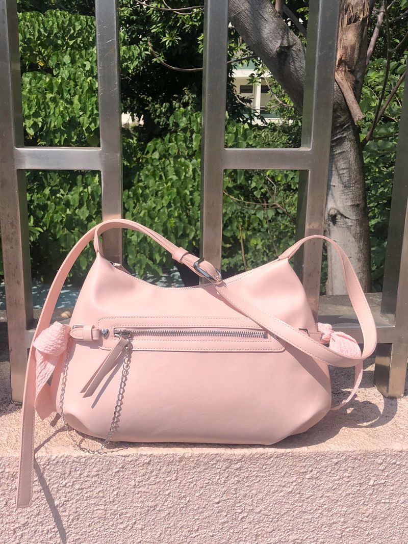 Belted ribbon bag_mute pink
