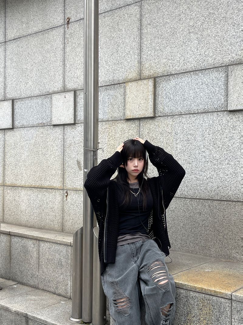 Kai Destroyed Black Jeans Wide Pants