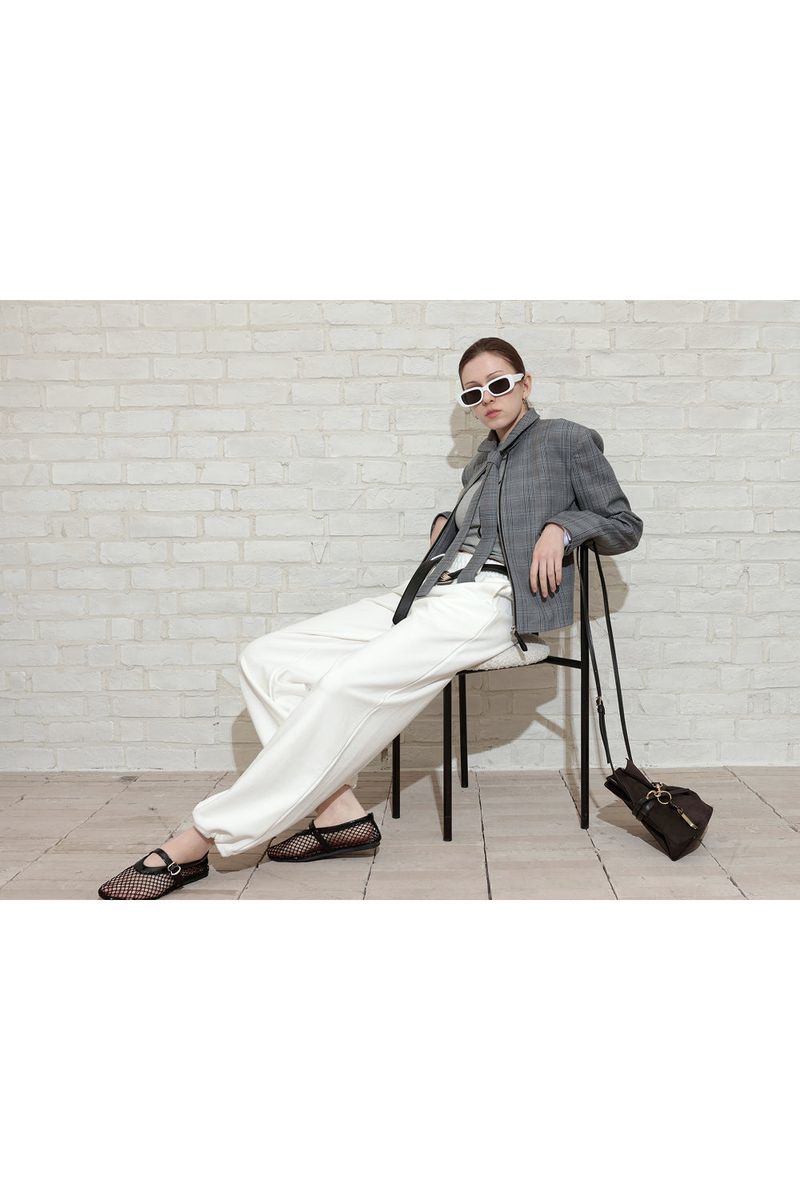 CHECK TAILORED TIE JACKET_BLACK
