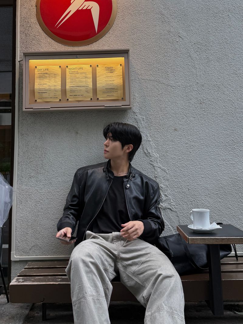 Belt leather ma-1 jacket