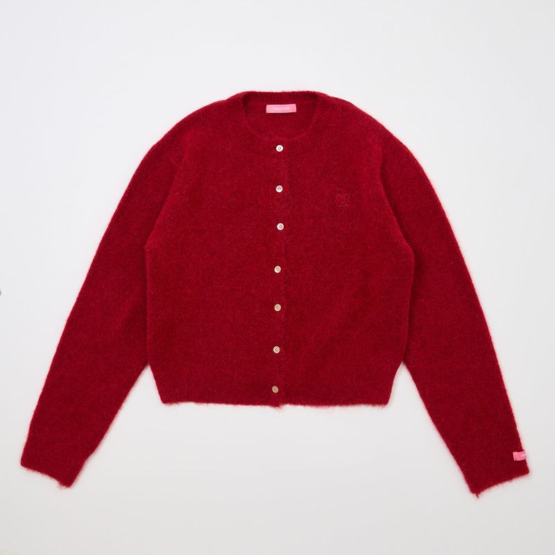 CLASSIC BUTTON CARDIGAN RED