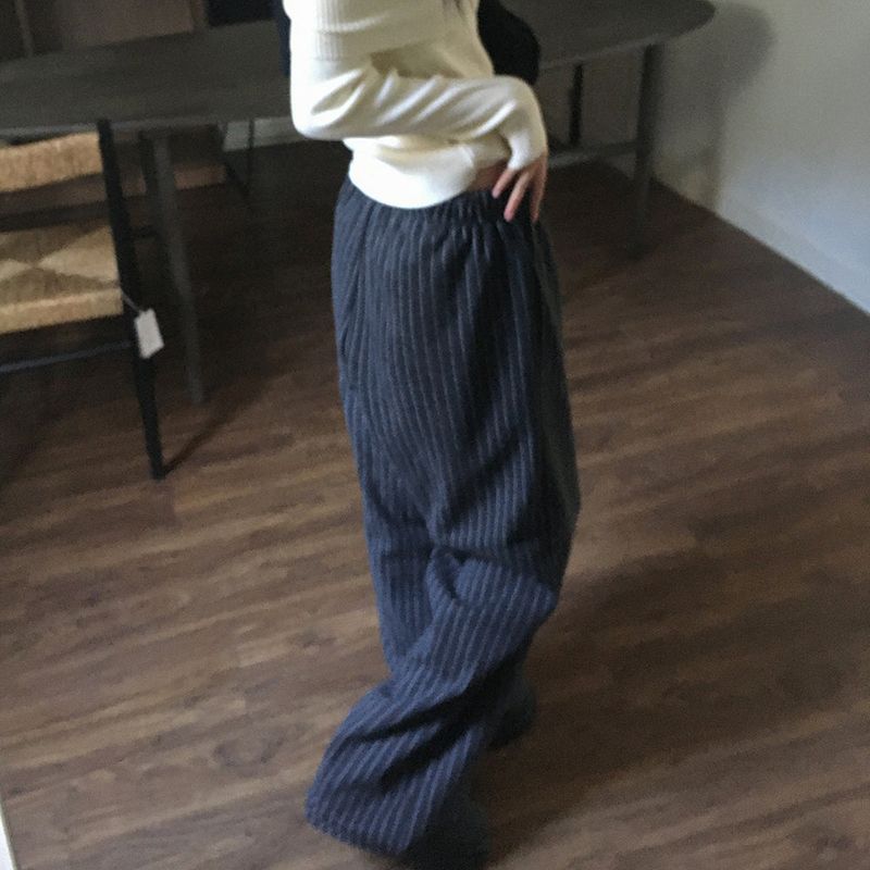 Mocken Stripe Wool Two-Way Wide Pants
