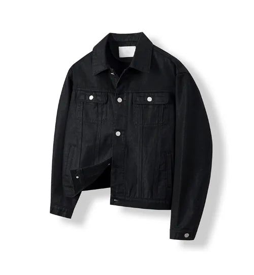 Kanto Coated Black Denim Trucker Jacket