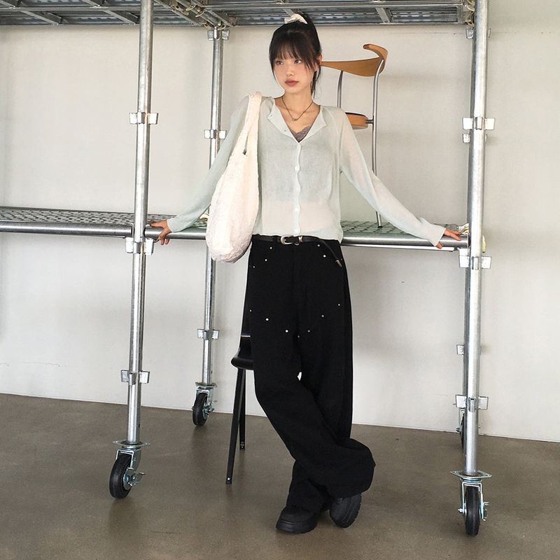 [MADE] Tents rivet diagonal incision point cotton pants