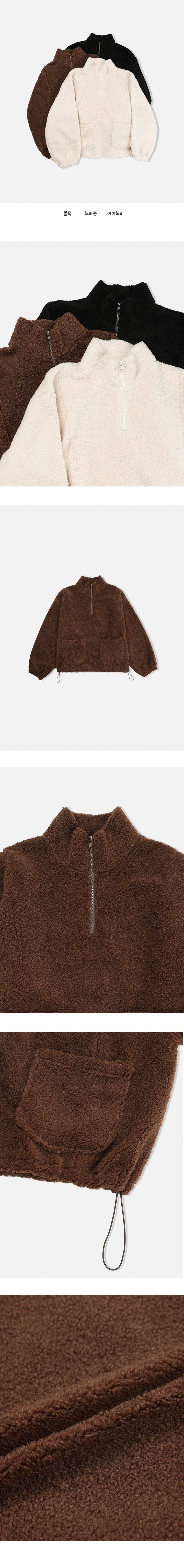 Hearty High-Neck Pocket Dumble Wool Soft Half Zip-Up