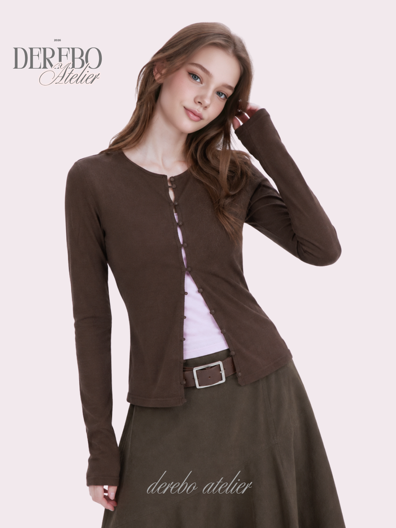 dereborujo（ドレボルゾー）の「Pink Brown Layered Cardigan Tee（Tops）」