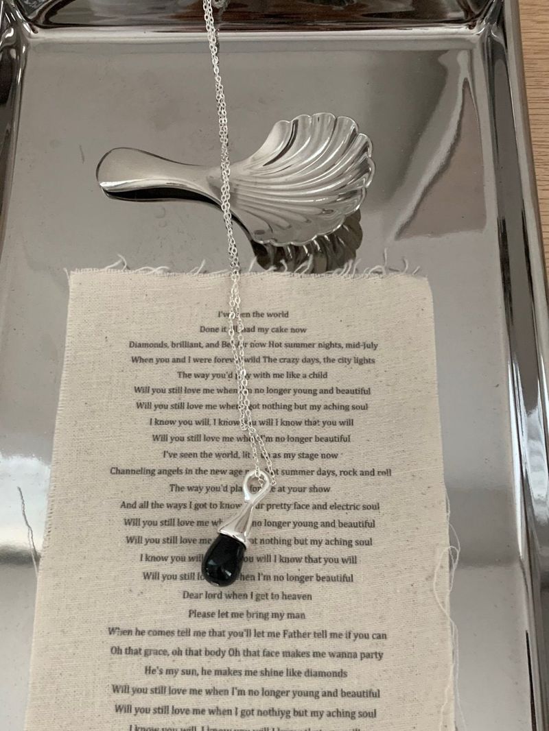 Black gemstone drop necklace
