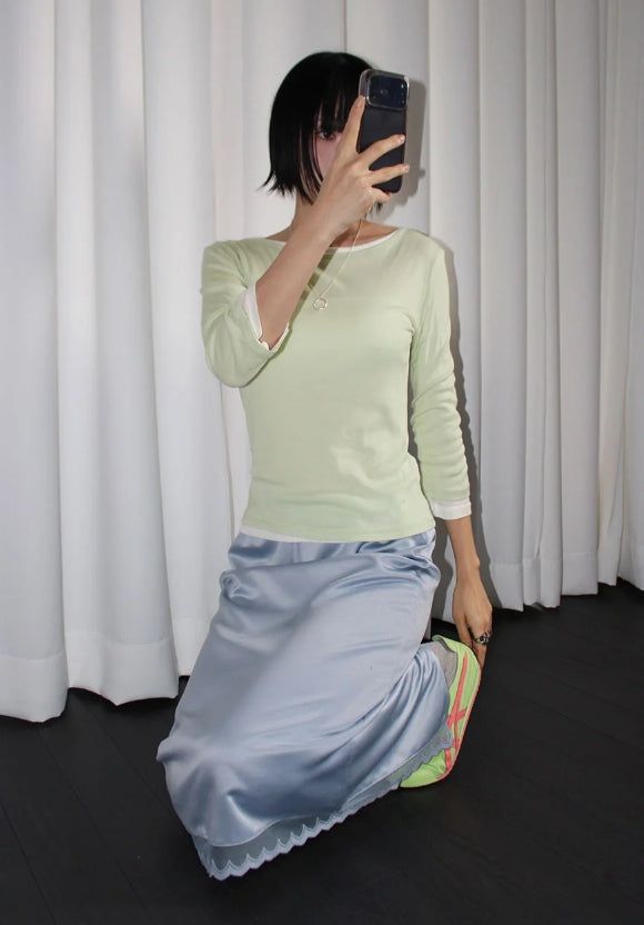 LILY SATIN MIDI SKIRT