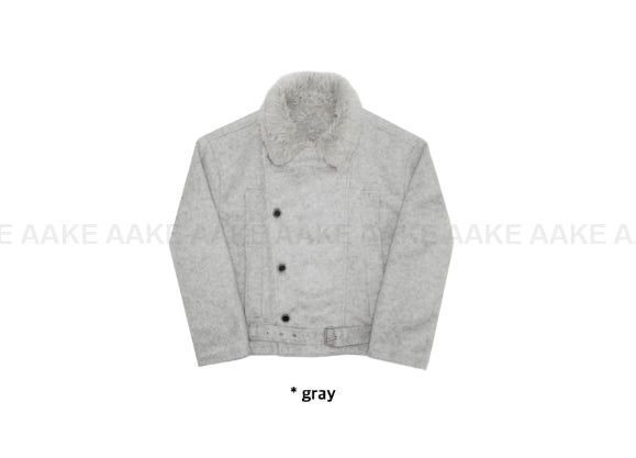 (3oz Quilting) FUR-COLLAR DOUBLE SHORT COAT