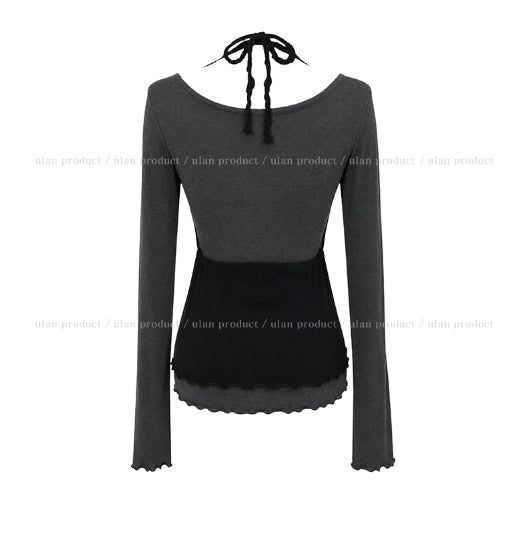 Dani Ruffle Layered Halter Long Sleeve