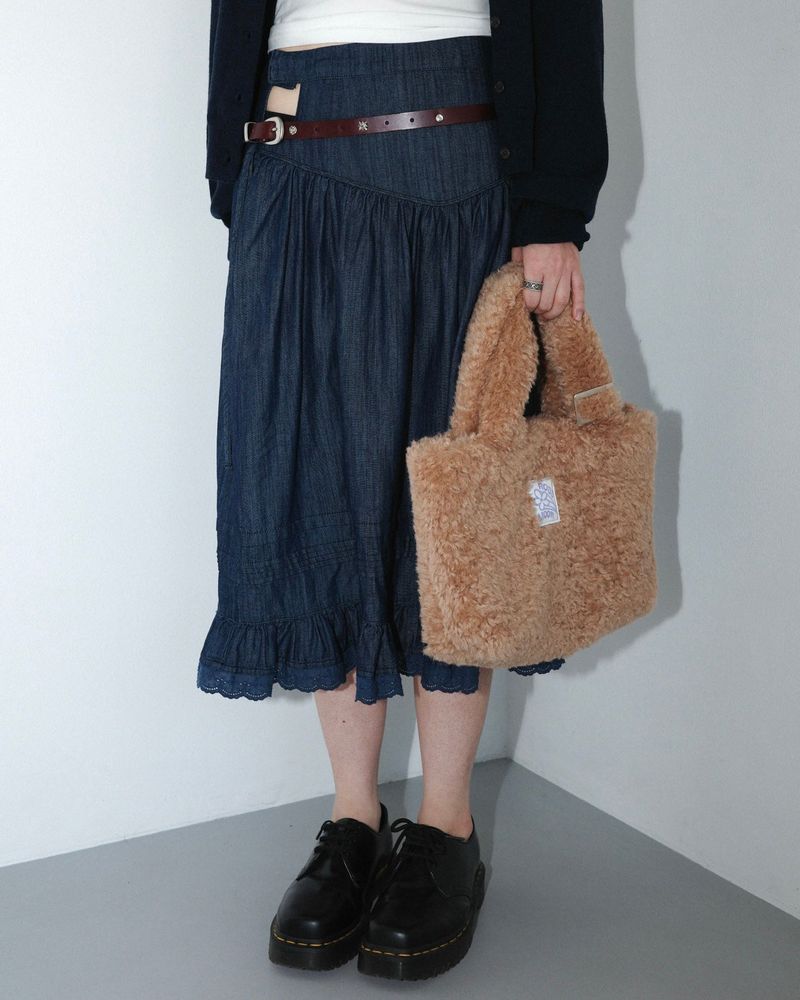 Teddy mini fur bag _ camel