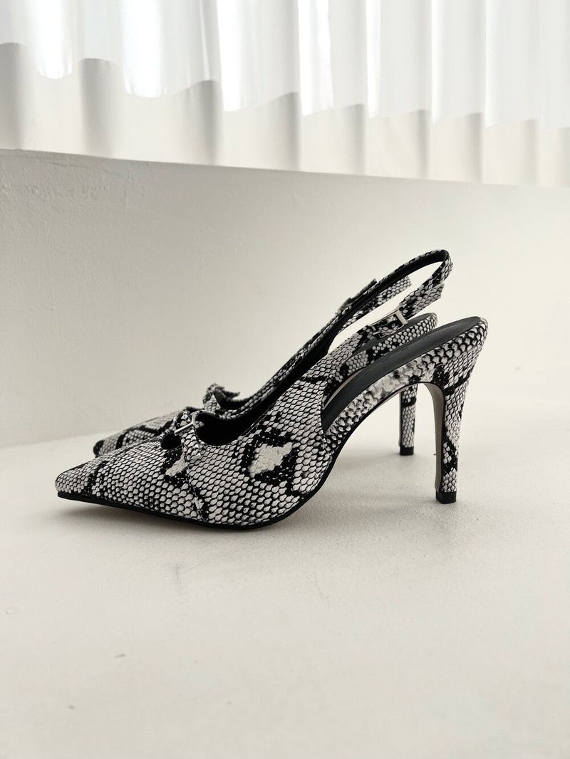 1037. Buckle python stilettos slingback (2color)