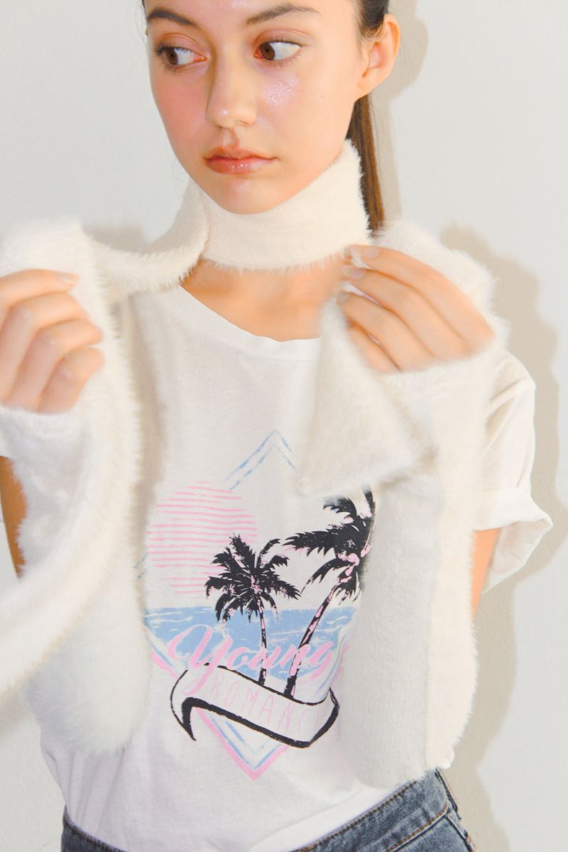 FUR KNIT LONG MUFFLER / IVORY