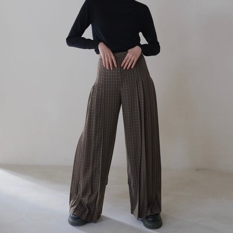 2way check wide pants