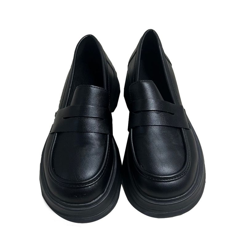 Classic Penny High Heel Round Toe Loafer (Black)