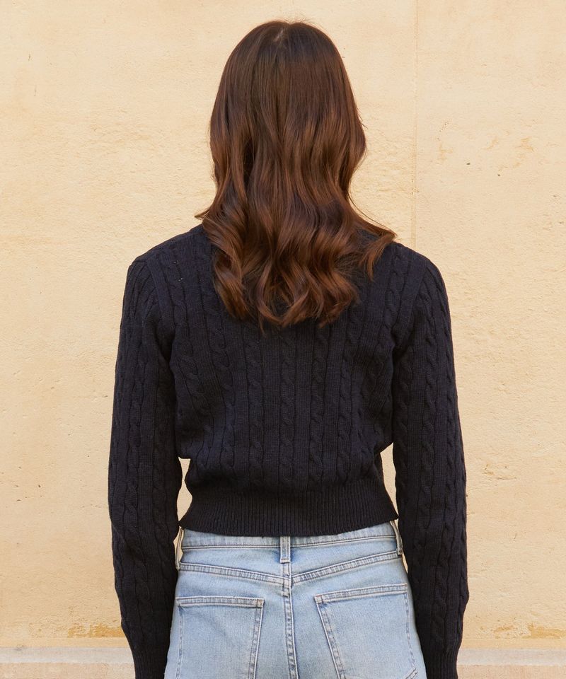 RCH crop knit cardigan navy